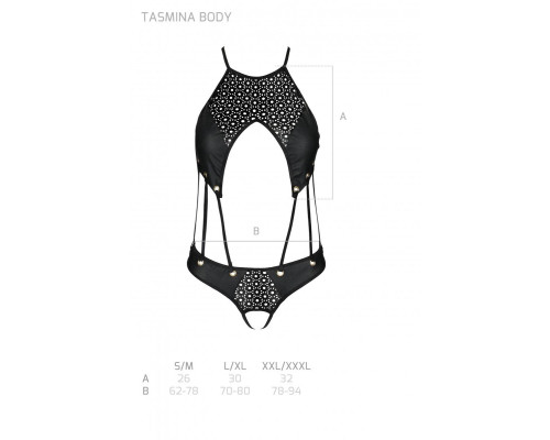 Боді з екошкіри з ремінцями та перфорацією Tamaris Body black L/XL — Passion
