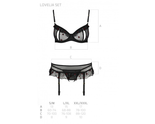Сексуальний комплект з поясом для панчіх LOVELIA SET black XXL/XXXL - Passion