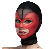 Маска серце сітка з відкритим ротом та очима Feral Feelings - Hearts Mask Black/Red