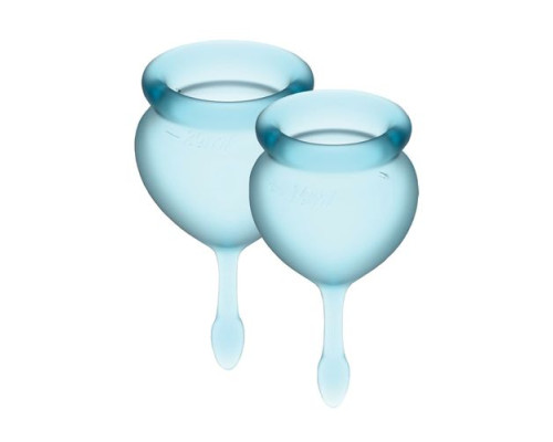 Набір менструальних чаш Satisfyer Feel Good (light blue), 15мл та 20мл, мішечок для зберігання
