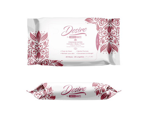 Жіночі очищувальні серветки для тіла та обличчя Desire by Swiss Navy Feminine Wipes 25 шт