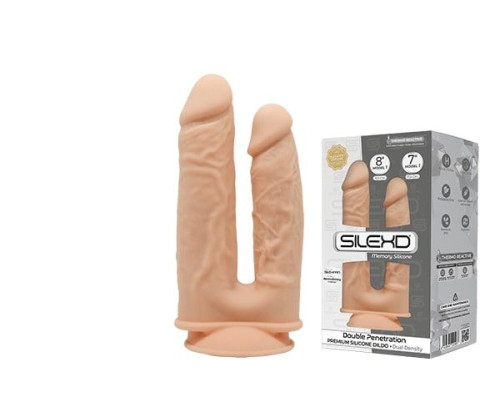 Фалоімітатор подвійний SilexD Double Gusto Flesh (Model 1 size 8" & 7"), двошаровий, силікон + Silex