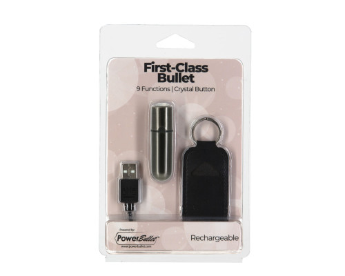 Віброкуля PowerBullet - First-Class Bullet 2.5" with Key Chain Pouch, Gun Metal