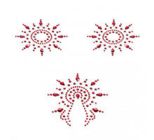 Пестіс з кристалів Petits Joujoux Gloria set of 3 - Red, прикраса на груди та вульву