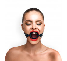 Кляп силіконове кільце натуральна шкіра, Gag Ring внутрішній діаметр кільця 40 мм, Чорний