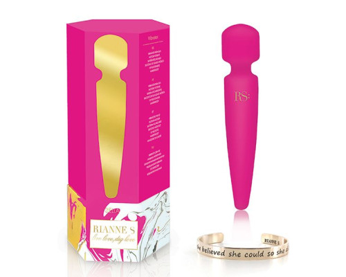 Вібромасажер Rianne S: Bella Mini Wand Rose, 10 режимів роботи, медичний силікон, подарункове пакова