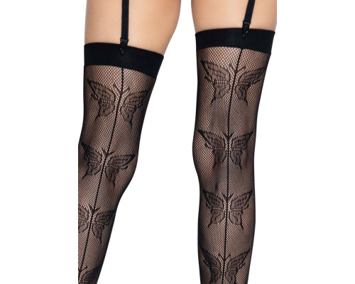 Leg Avenue butterfly backseam thigh highs Black O/S