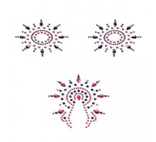 Пестіс з кристалів Petits Joujoux Gloria set of 3 - Black/Pink, прикраса на груди та вульву