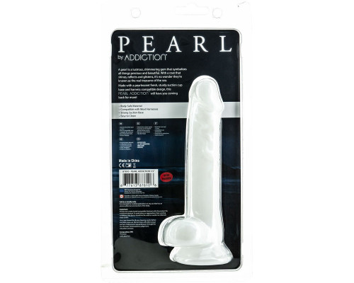 Перлинний фалоімітатор на присосці ADDICTION - Pearl by Addiction 7,5″ Dong, віброкуля у подарунок