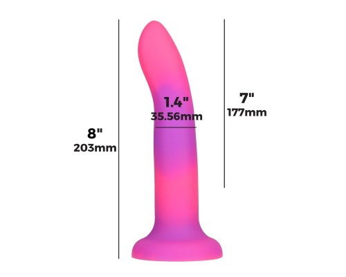 Фалоімітатор, що світиться у темряві, ADDICTION - Rave - 8" Glow in the Dark Dildo - Pink Purple