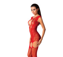 Ажурный бодистокинг с чулками Passion BS082 red