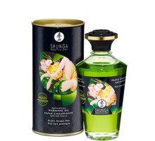 Органічна олія, що зігріває Shunga Aphrodisiac Warming Oil – Exotic green tea (100 мл) без цукру