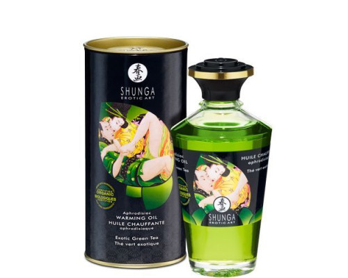 Органічна олія, що зігріває Shunga Aphrodisiac Warming Oil – Exotic green tea (100 мл) без цукру