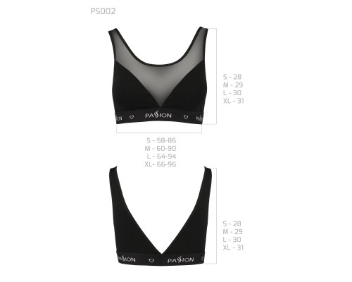 Топ з прозорою вставкою Passion PS002 TOP black, size L
