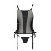 Сітчастий корсет з екошкіри, з люверсами та знімними пажами Malwia Corset black S/M — Passion, стрін