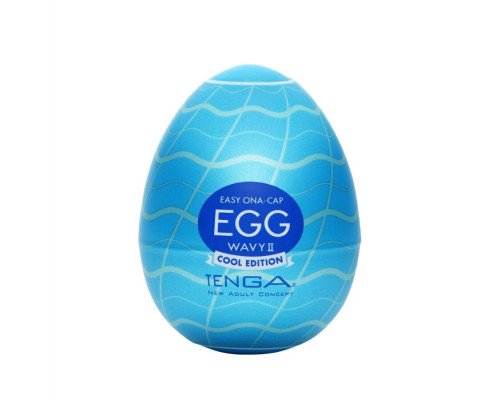 Мастурбатор-яйце Tenga Egg Wavy II Cool з подвійним хвилястим рельєфом та охолоджувальним ефектом