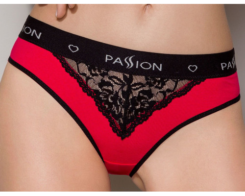 Трусики з широкою гумкою і мереживом Passion PS001 PANTIES red/black, size S