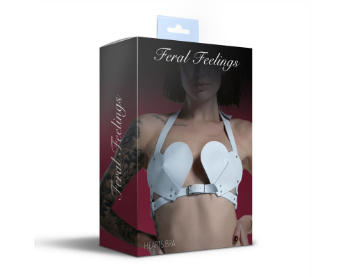 Ліф Серце з натуральної шкіри Feral Feelings - Hearts Bra White