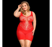 Сексуальна сітчаста сукня JSY «Пристрасна Евелін» Plus Size, Red, мереживо, відкрита спинка