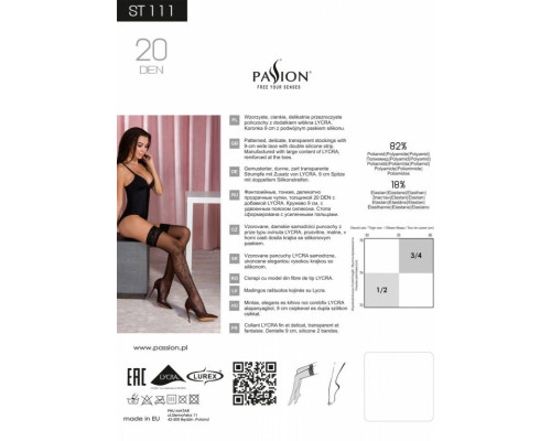 Чорні панчохи з ефектом тату Passion ST111 nero 1/2 (20 den)
