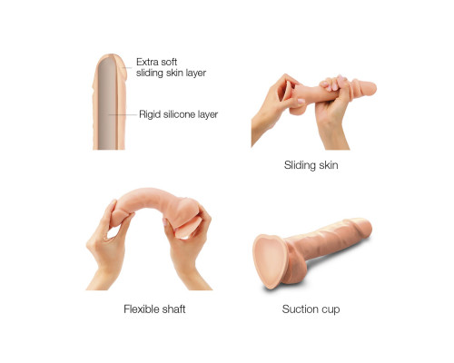 Реалістичний фалоімітатор Strap-On-Me Sliding Skin Realistic Dildo Vanille - XXL, ефект рухливої шкіри