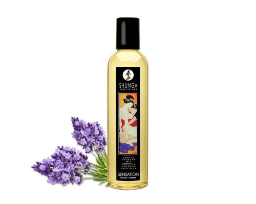 Масажна олія Shunga Sensation – Lavender (250 мл) натуральна зволожувальна