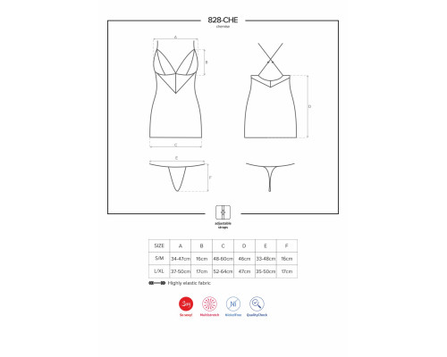 Obsessive 828-CHE-1 chemise & thong L/XL