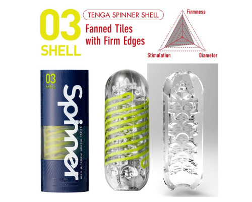 Мастурбатор Tenga Spinner 03 Shell з пружною стимулювальною спіраллю всередині, пружна спіраль