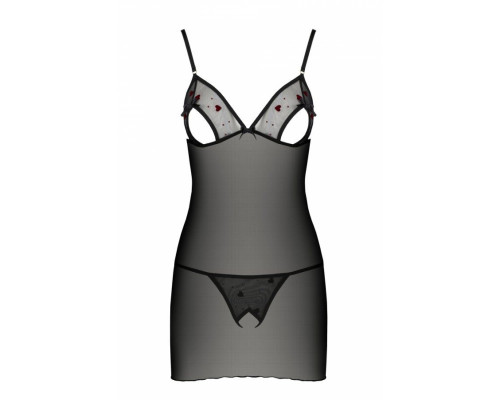 Сорочка з вирізами на грудях + стрінги LOVELIA CHEMISE black S/M - Passion