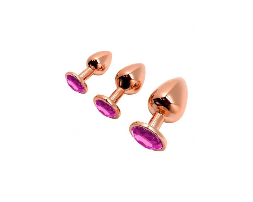 Анальна пробка Wooomy Tralalo Rose Gold Metal Plug MAGENTA S
