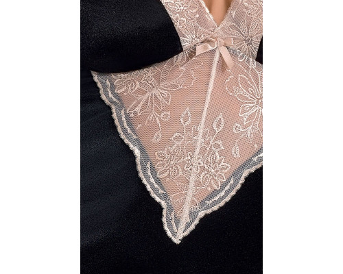 (SALE) Сорочка приталена з чашечками LOTUS CHEMISE black L/XL - Passion Exclusive, трусики