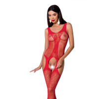 Бодистокинг с имитацией чулок и ажурной вставкой Passion BS072 red