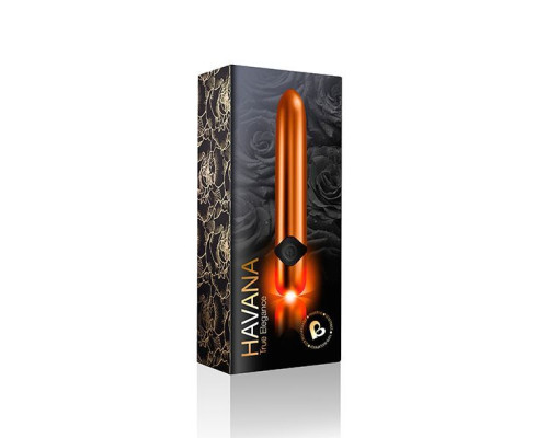 Мощный вибратор Rocks Off Havana Orange Gold с цветной LED-подсветкой