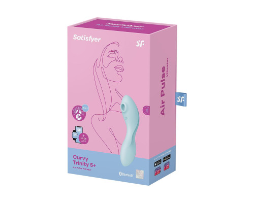 Вакуумний смарт-стимулятор із вібрацією Satisfyer Curvy Trinity 5 (Blue), керування зі смартфона