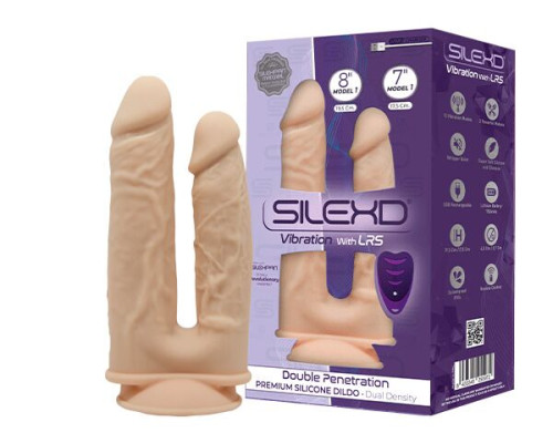 Фалоімітатор з вібрацією SilexD Double Gusto Vibro Flesh (Model 1 size 8" & 7") + LRS