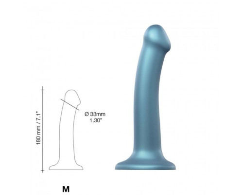 Насадка для страпона Strap-On-Me Mono Density Dildo Blue M, диам. 3,3см, однослойный силикон, гибкий