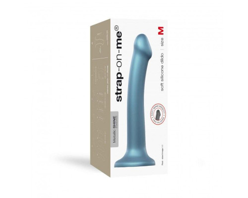 Насадка для страпона Strap-On-Me Mono Density Dildo Blue M, диам. 3,3см, однослойный силикон, гибкий
