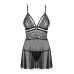 Obsessive 838-BAB-1 babydoll & thong black XXL