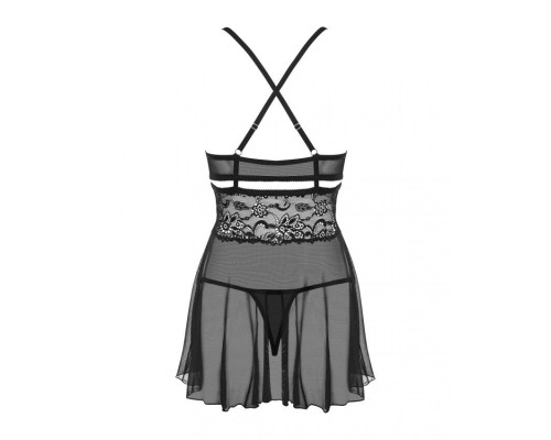 Obsessive 838-BAB-1 babydoll & thong black XXL