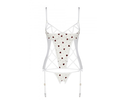 Корсет з підв'язками + стрінги LOVELIA CORSET white XXL/XXXL - Passion