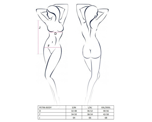 Боди монокини с глубоким декольте PETRA BODY black L/XL - Passion Exclusive