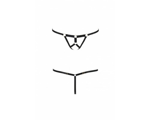 Трусики стрінги зі стреп ARMANDA THONG black L/XL - Passion Exclusive