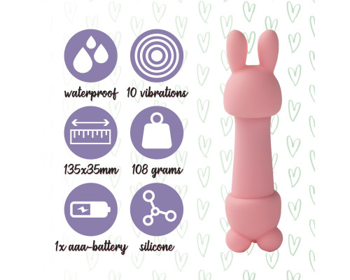Міні-вібратор FeelzToys Mister Bunny Pink з двома насадками