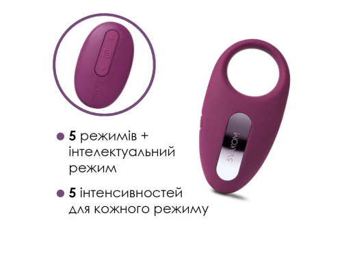 Эрекционное кольцо с вибрацией и пультом ДУ Svakom Winni Violet