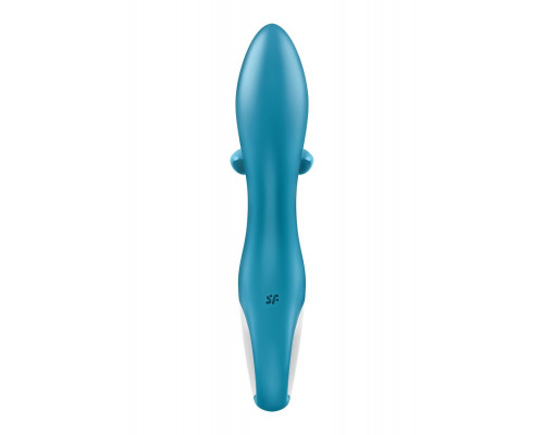 Вібратор-кролик із потрійним відростком Satisfyer Embrace me Turquoise, 2 мотори, діаметр 3,6 см