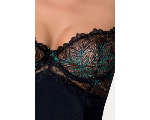 Сорочка приталена з чашечками FLORIS CHEMISE black L/XL - Passion Exclusive, трусики
