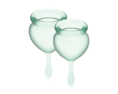 Набір менструальних чаш Satisfyer Feel Good (light green), 15мл та 20мл, мішечок для зберігання