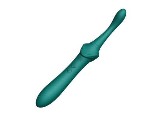 Вагінально-кліторальний вібратор Zalo — Bess Turquoise Green, багатофункціональний із насадками