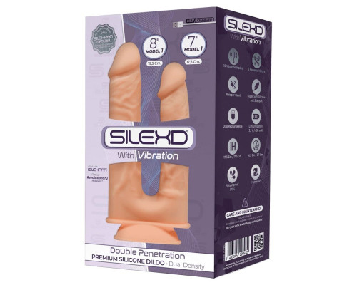 Фалоімітатор подвійний з вібрацією SilexD Double Gusto Flesh Motor (Model 1 size 8" & 7")