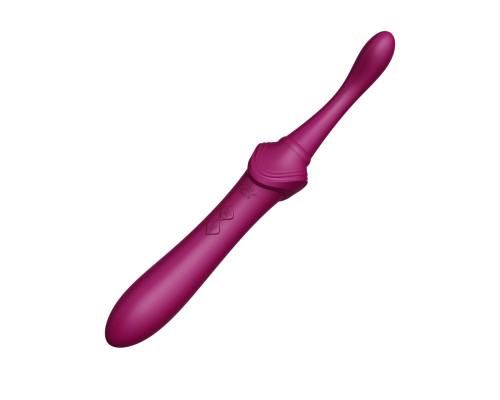 Вагінально-кліторальний вібратор Zalo — Bess Velvet Purple, мультифункціональний із насадками